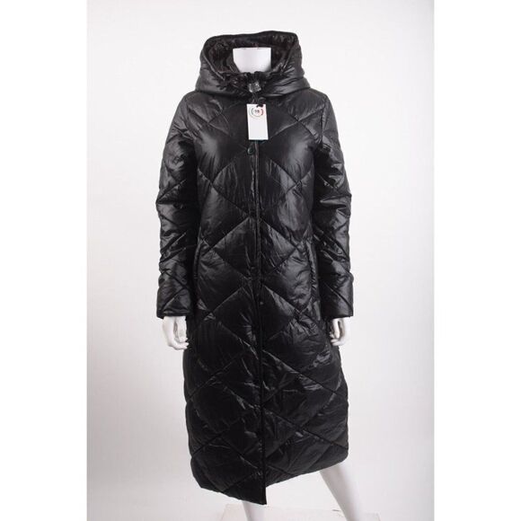 NOIZE Womens Amiyah Long Length Puffer Coat Jacket Black XS New NO BELT